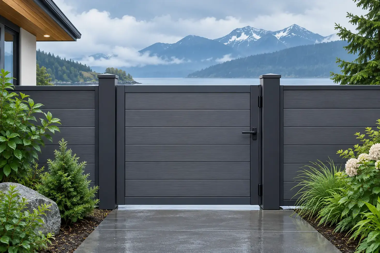 Modern Composite Fence Gate for BC Weather
