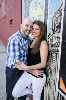 engagement session in front of cleveland mural