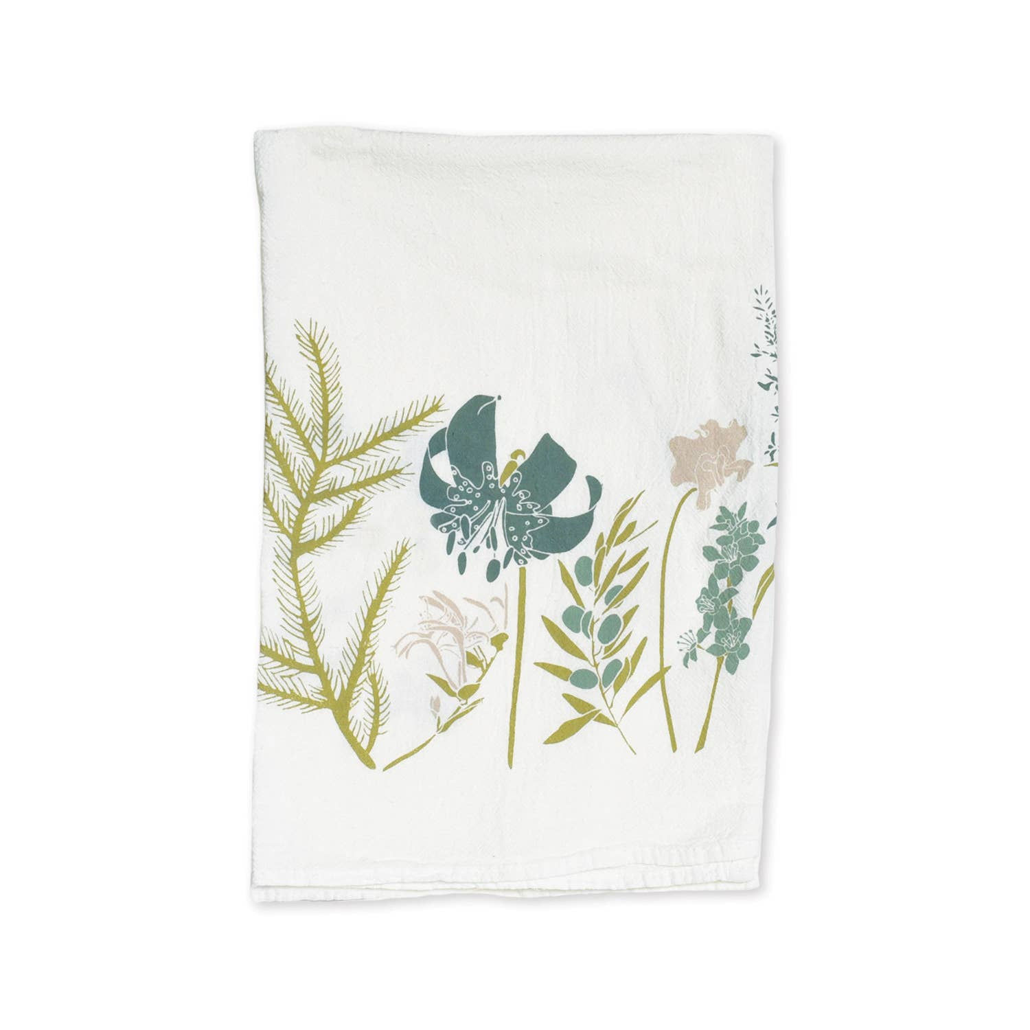 Harmony + Unity Botanical Print Flour Sack Kitchen Tea Towel, Absorbent Cotton
