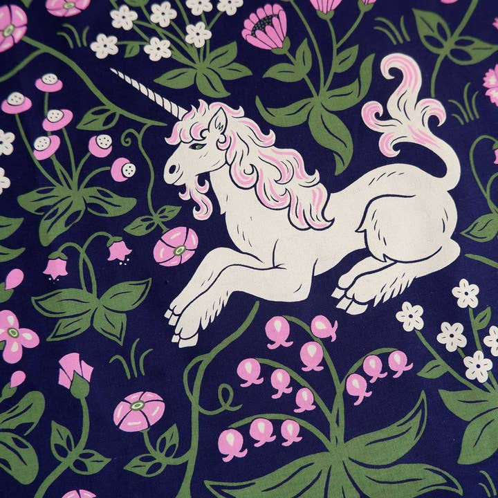 Thumbnail: Mystical Unicorn Garden Cotton Bandana: Enchanting Fantasy Creature Scarf for E