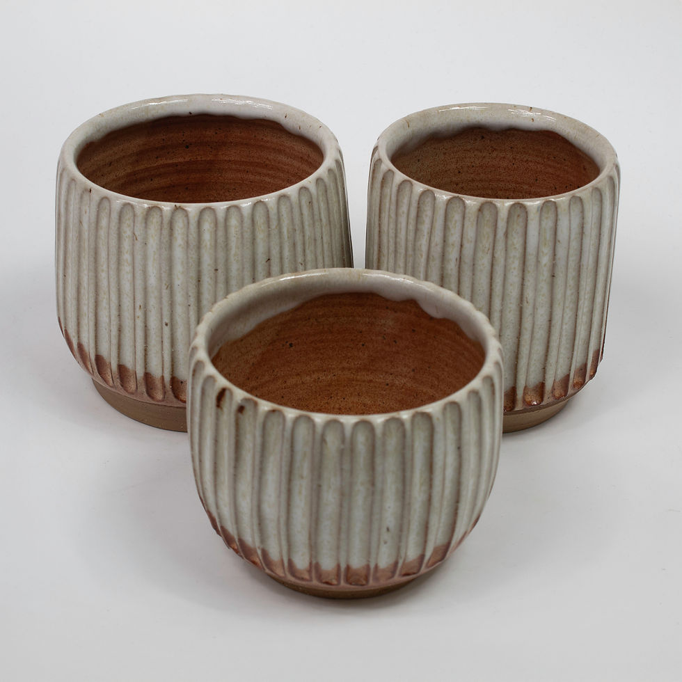 Thumbnail: LMO Pottery Textured White And Tan Pot