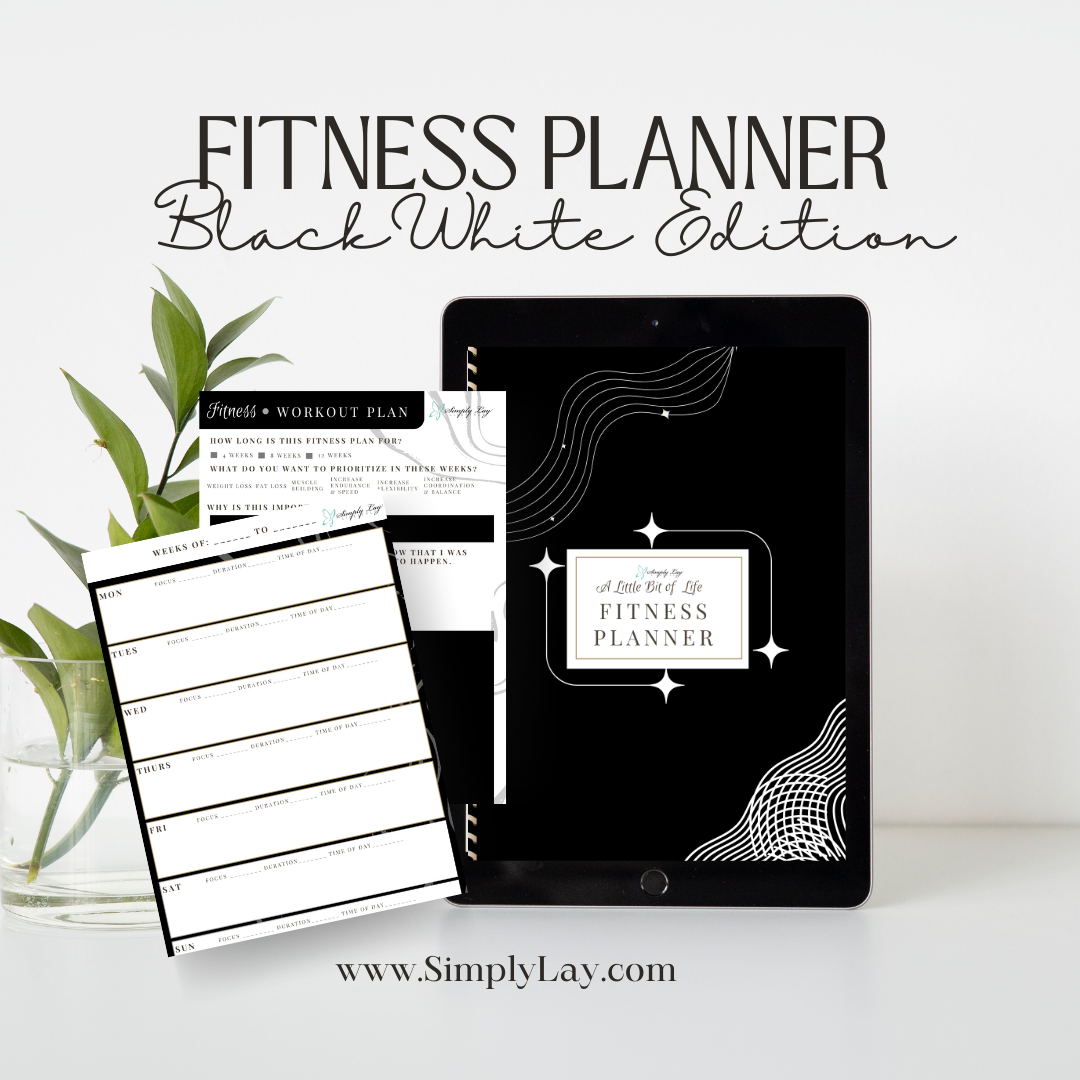 Black & White A Little Bit of Life Fitness Planner (Digital)
