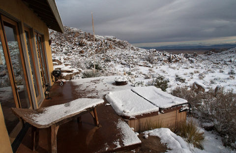 Lounging Area Covered in Snow