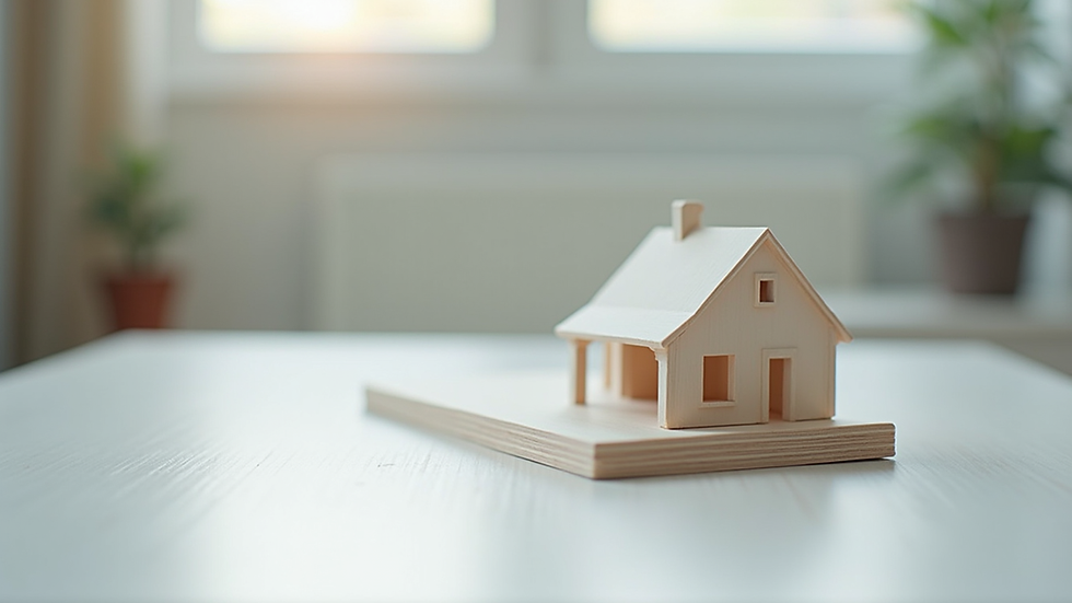 Vue en contre-plongée d’une maquette architecturale sur une table