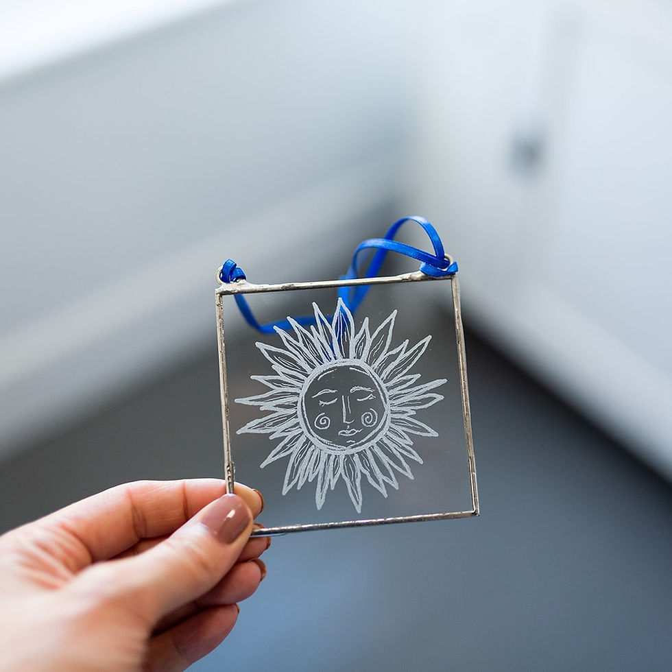 Thumbnail: Sunshine engraved glass ornament 