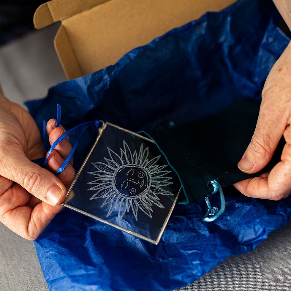Thumbnail: Sunshine engraved glass ornament 