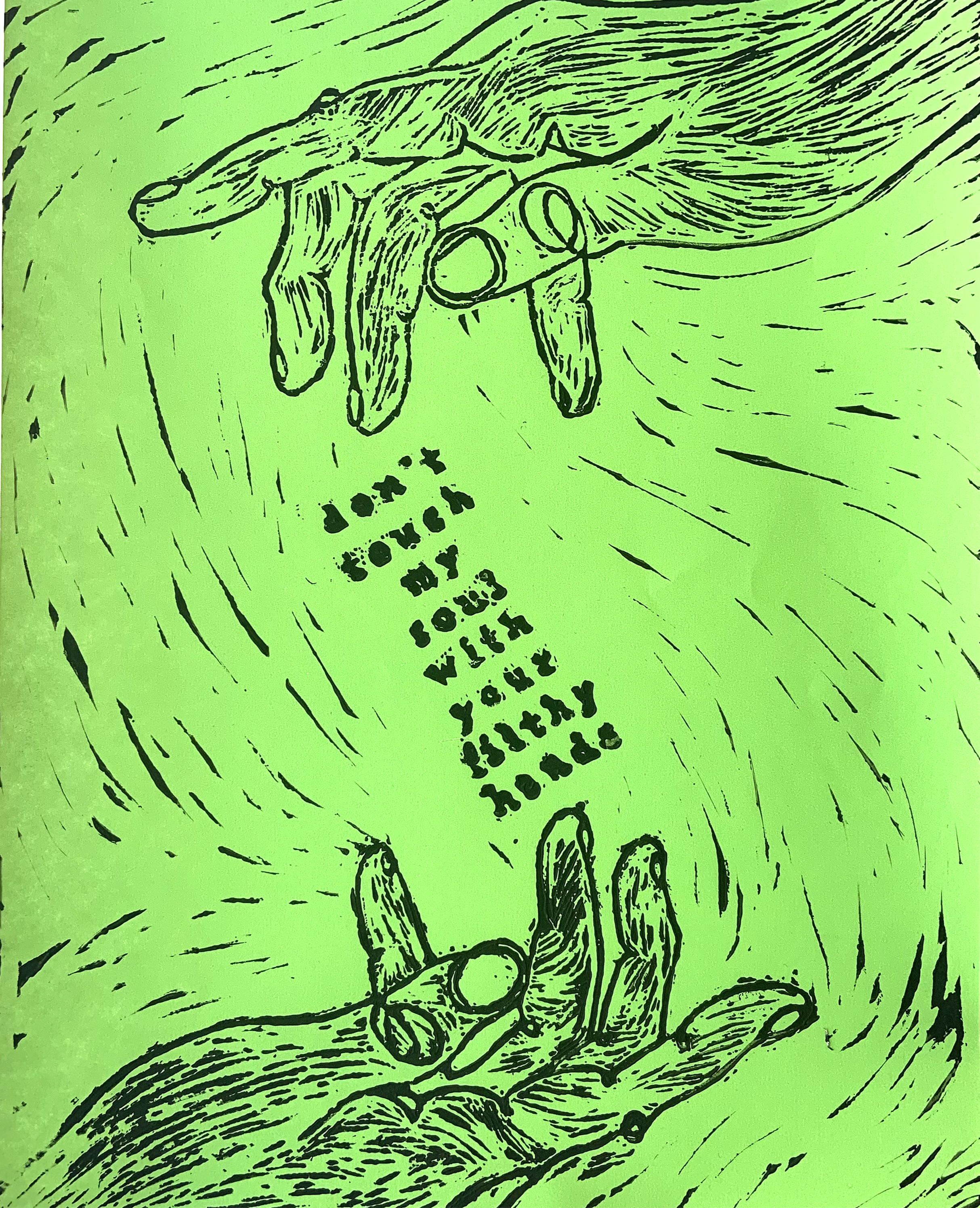 Green "Don't Touch My Soul" -- 9x12 inch