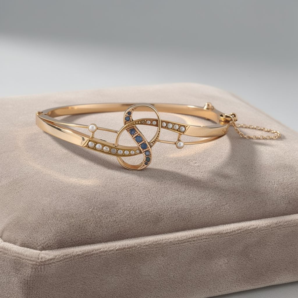 Victorian Yellow 14K Gold Sapphire Bracelet — 7"