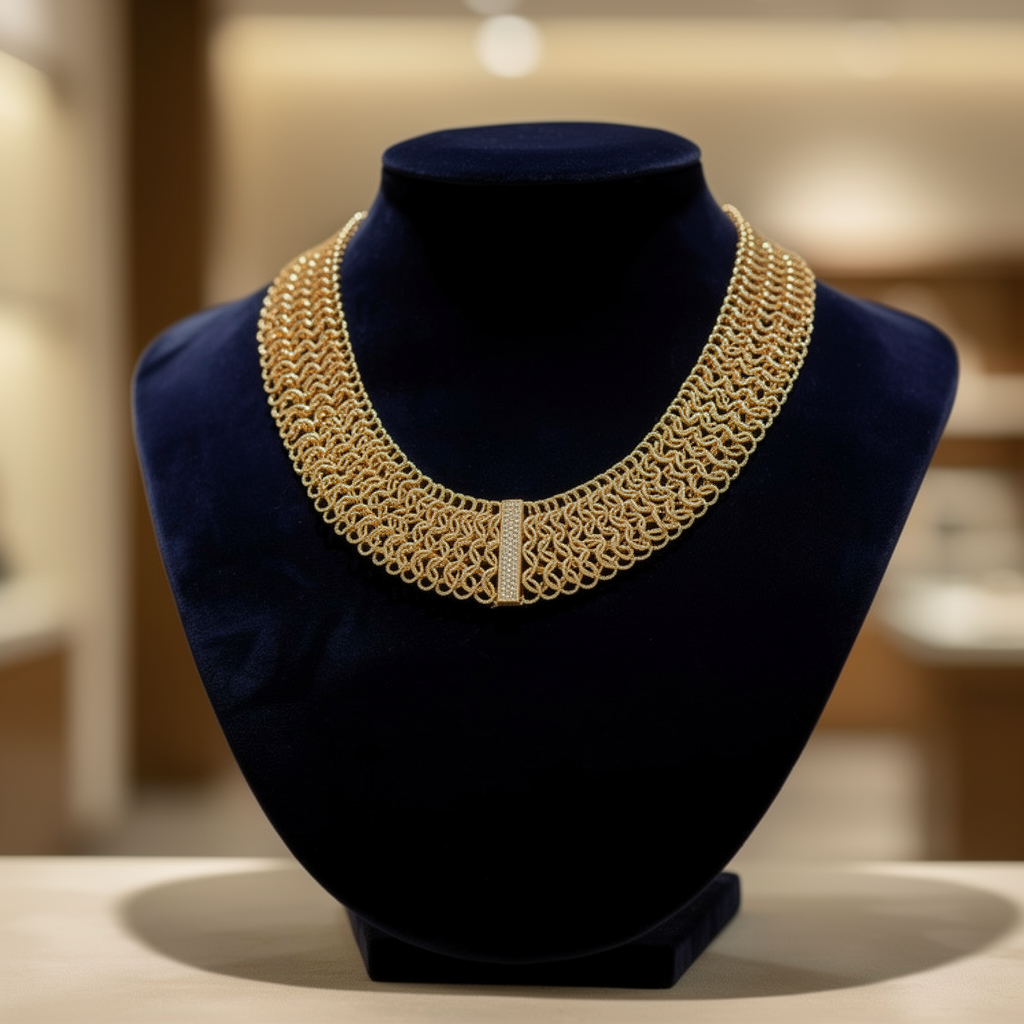18Karat Yellow Gold Estate - Contemporary16" Collar Necklace set with: 83 =