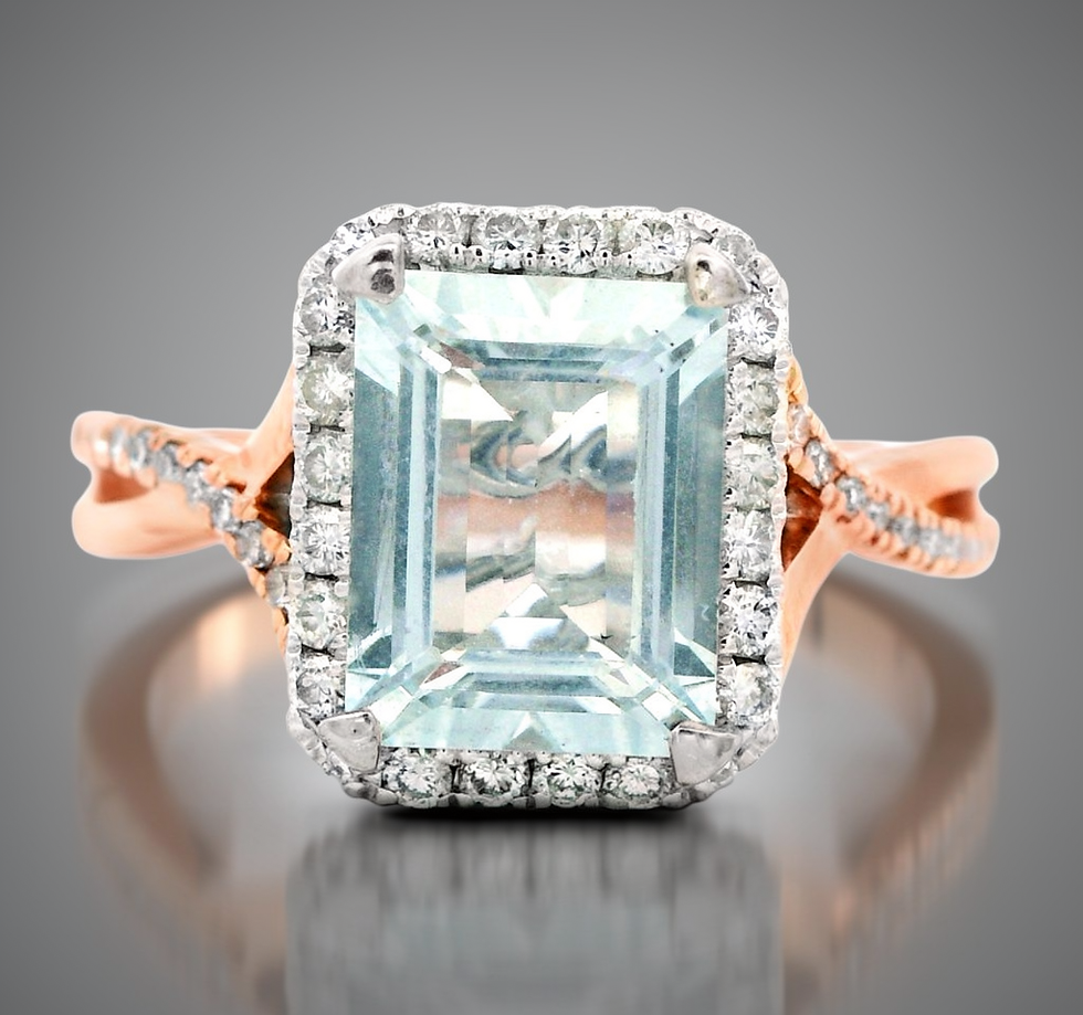 Thumbnail: 14Karat Rose Gold Halo Effy Aquarius Ring