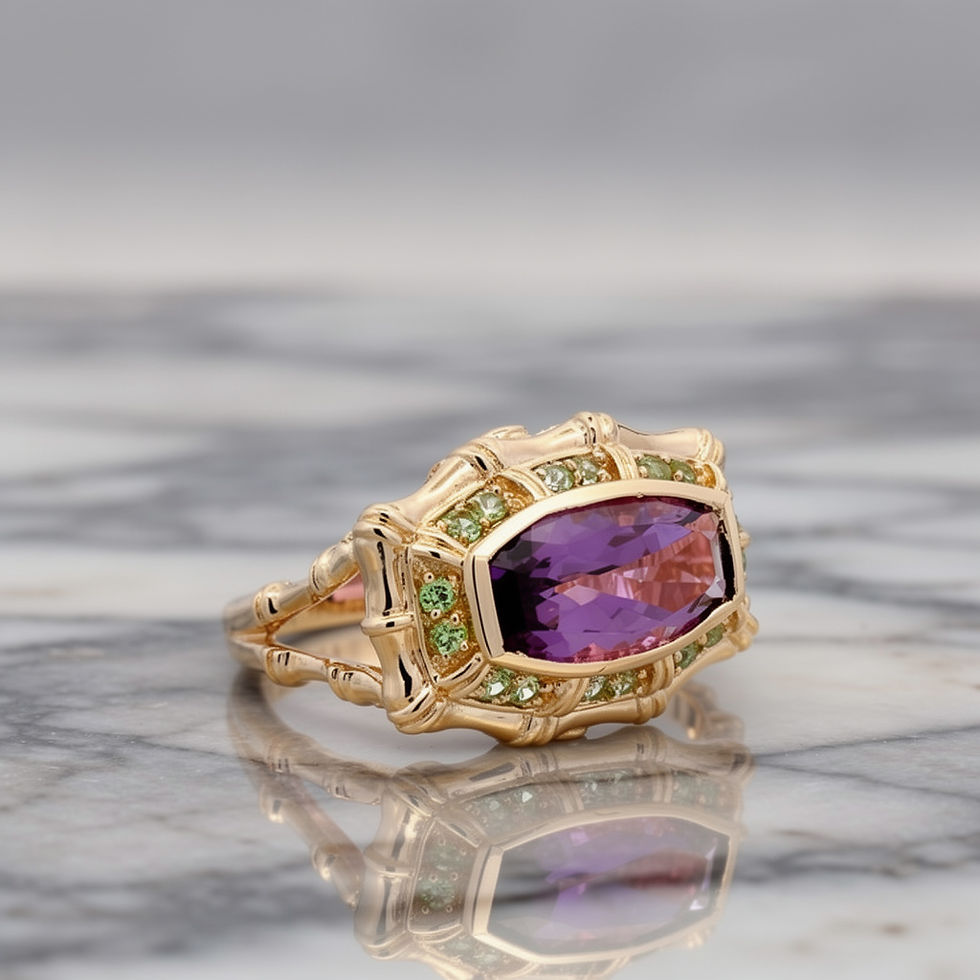 Thumbnail: Vibrant 14K Yellow Gold Amethyst & Peridot Cocktail Ring