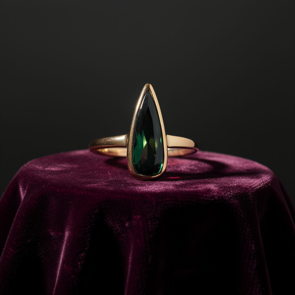 Elegant 18K Yellow Gold Pear Tourmaline Ring