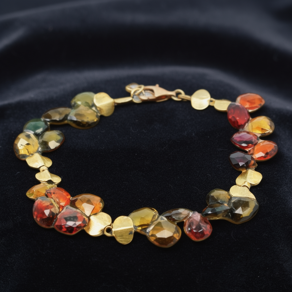 Estate Yellow 18K Gold Tourmaline Bracelet — 6.5"