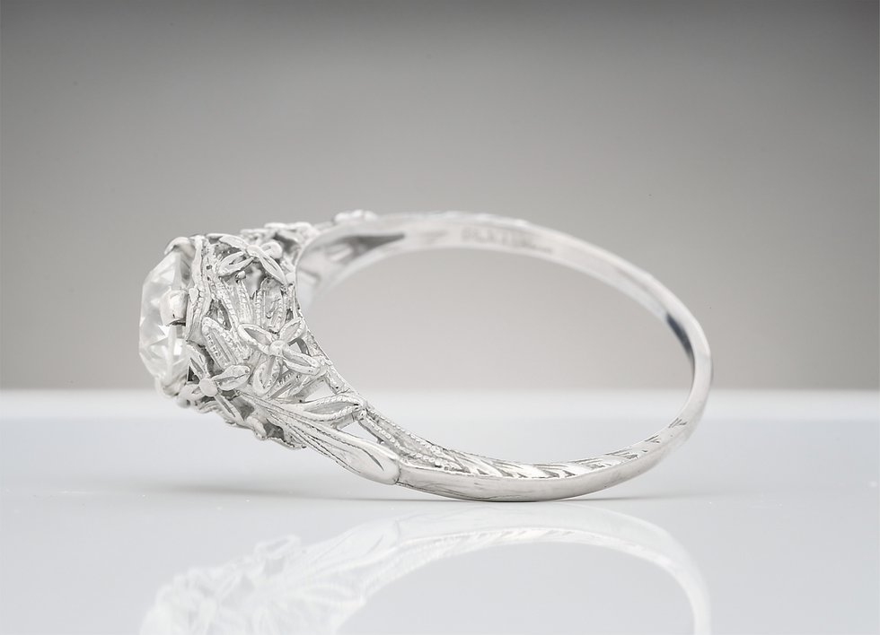 Thumbnail: Estate White Platinum Diamond Ring — Size 6.5