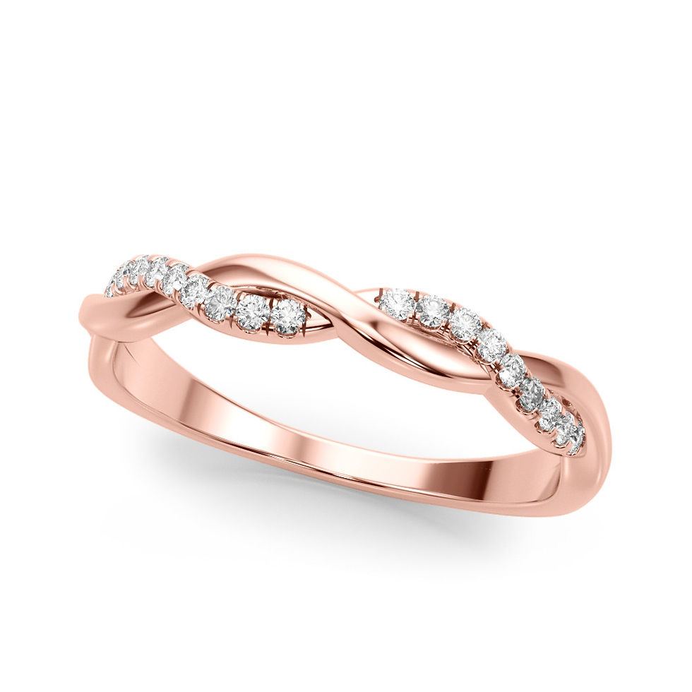 Thumbnail: 14kt Gold Diamond Ladies Twist Design Wedding Band