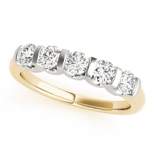 Thumbnail: 14kt Gold Diamond Bar Set Wedding Band