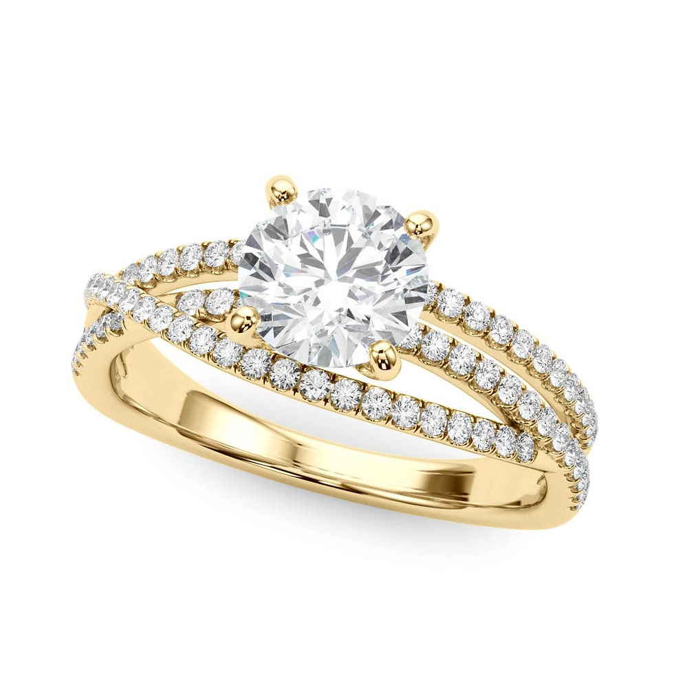 Thumbnail: 14kt Gold Multi Row Diamond Engagement Ring.