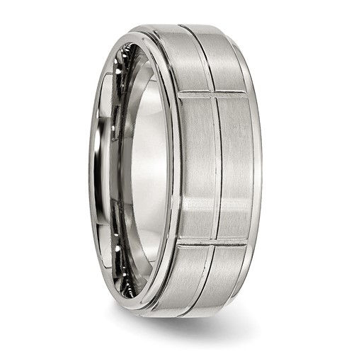 Thumbnail: Chisel Stainless Steel Brushed and Polished Grooved 8mm Ridged Edge Band