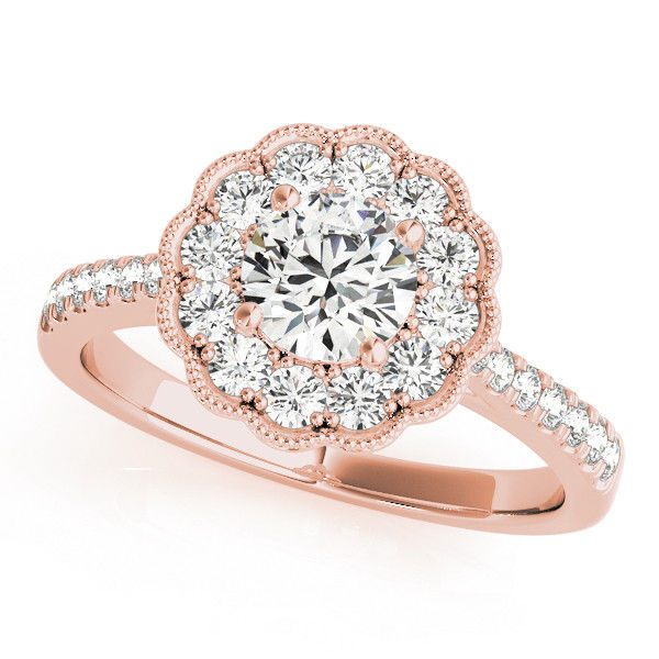 Thumbnail: 14kt Gold Halo Diamond Engagement Ring.