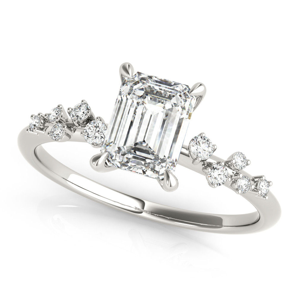 14kt Gold Single Row Diamond Engagement Ring.