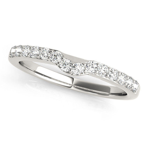14kt Gold Diamond Ladies Curved Wedding