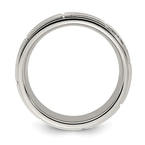Thumbnail: Chisel Stainless Steel Polished with Brushed Center with CZ 7.00mm Band
