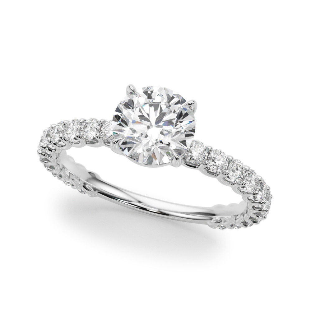 14kt Gold Single Row Diamond Engagement Ring.