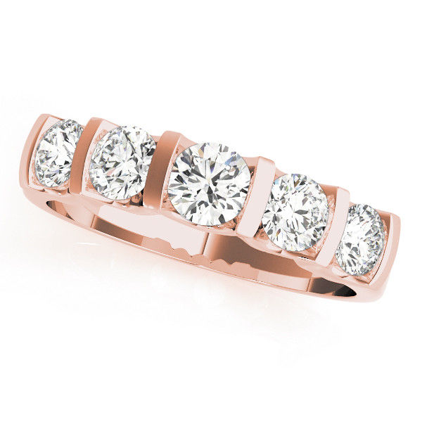 Thumbnail: 14kt Gold Diamond Bar Set Wedding Band