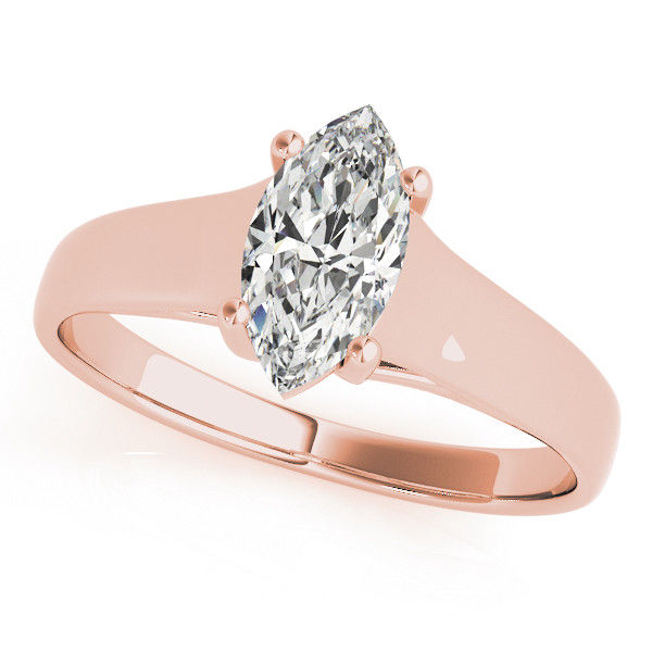 Thumbnail: 14kt Gold Marquise Cut Solitaire Engagement Ring