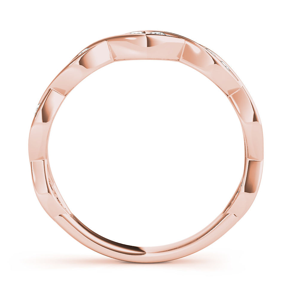 Thumbnail: 14kt Gold Diamond Ladies Twist Design Wedding Band