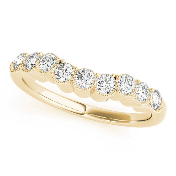 Thumbnail: 14kt Gold Diamond Ladies Curved Wedding