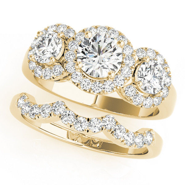 Thumbnail: 14KT Gold Three Stone Diamond Engagement Ring