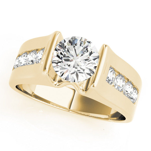 Thumbnail: 14kt Gold Single Row Diamond Engagement Ring.