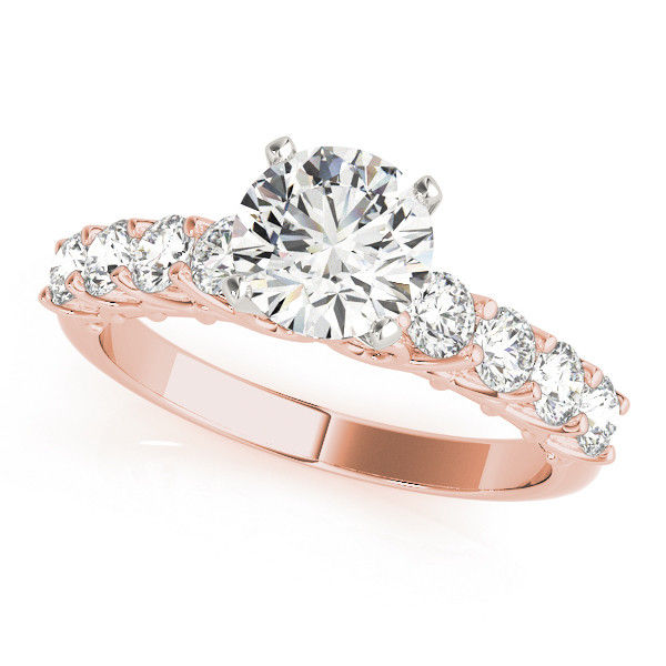 Thumbnail: 14kt Gold Single Row Diamond Engagement Ring.