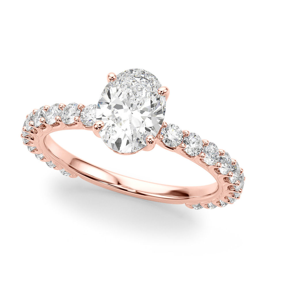Thumbnail: 14kt Gold Trellis Diamond Engagement Ring