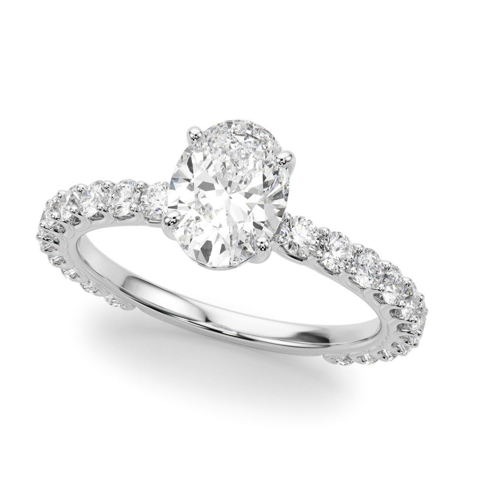 14kt Gold Single Row Diamond Engagement Ring.