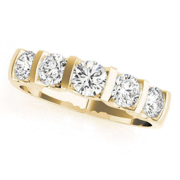 Thumbnail: 14kt Gold Diamond Bar Set Wedding Band