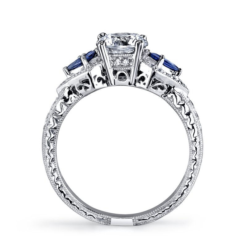 Thumbnail: Sapphire and 14kt Moissanite Engagement Ring