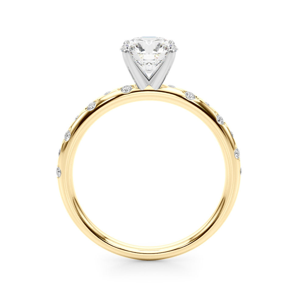 Thumbnail: 14kt Gold Single Row Diamond Engagement Ring.