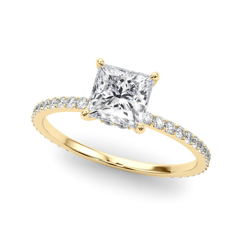 Thumbnail: 14kt Gold Single Row Diamond Engagement Ring.