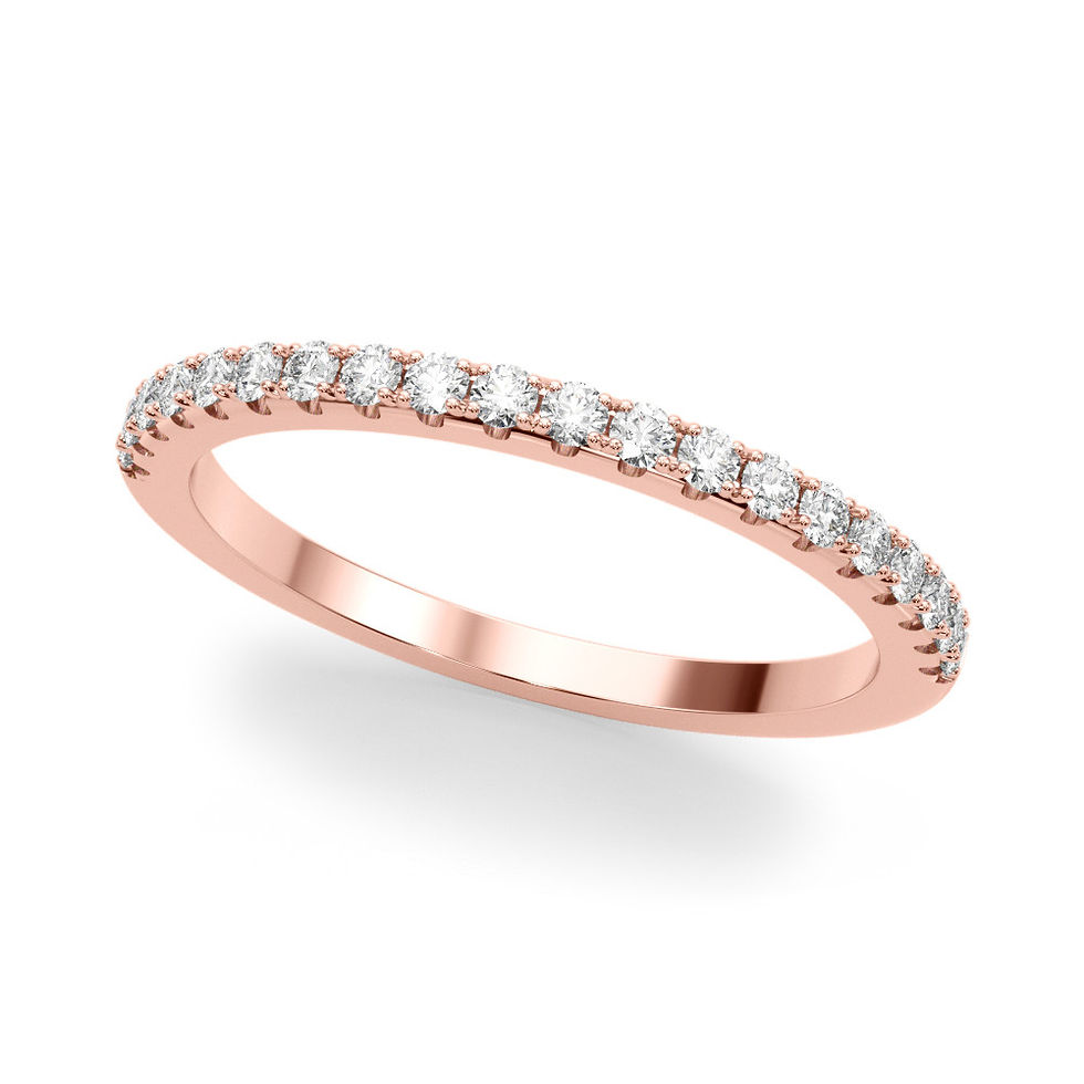 Thumbnail: 14kt Gold Diamond Ladies Prong Set Design Wedding Ban