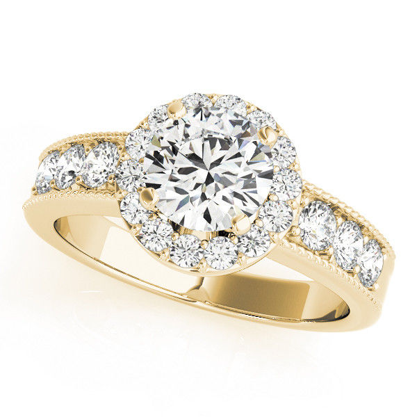 Thumbnail: 14kt Gold Halo Diamond Engagement Ring.