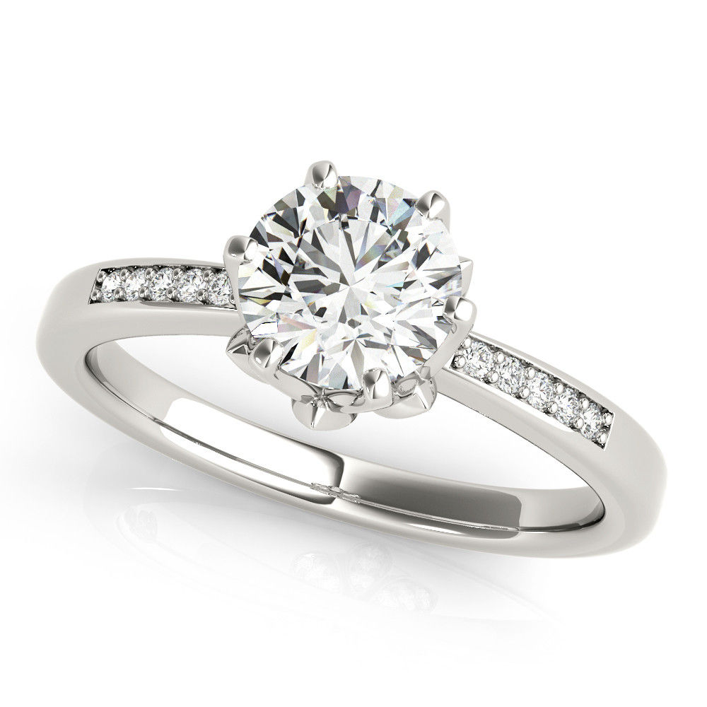 14kt Gold Single Row Diamond Engagement Ring.