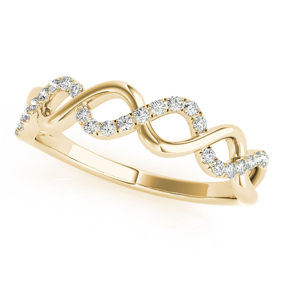 Thumbnail: 14kt Gold Diamond Ladies Twist Design Wedding Band