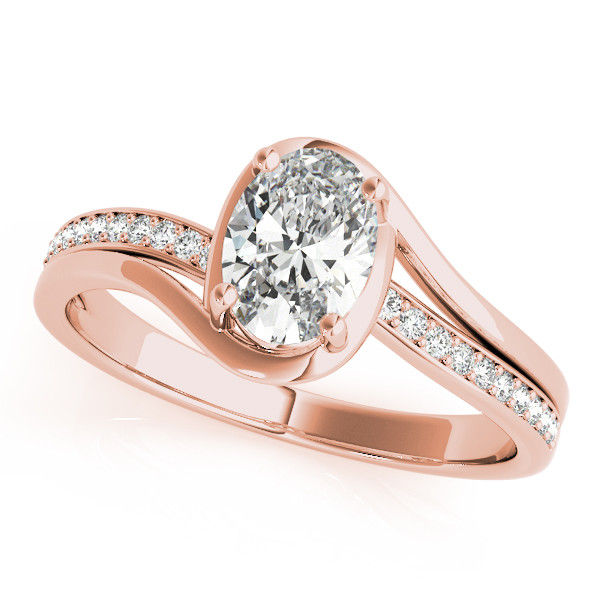 Thumbnail: 14kt Gold Single Row Diamond Engagement Ring.