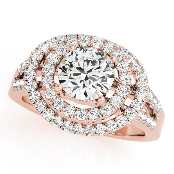 Thumbnail: 14kt Gold Halo Diamond Engagement Ring.