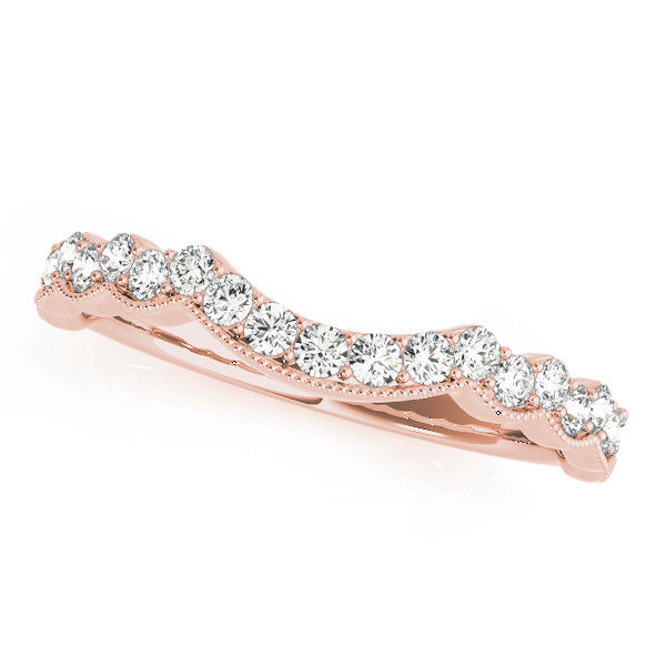 Thumbnail: 14kt Gold Diamond Ladies Curved Wedding