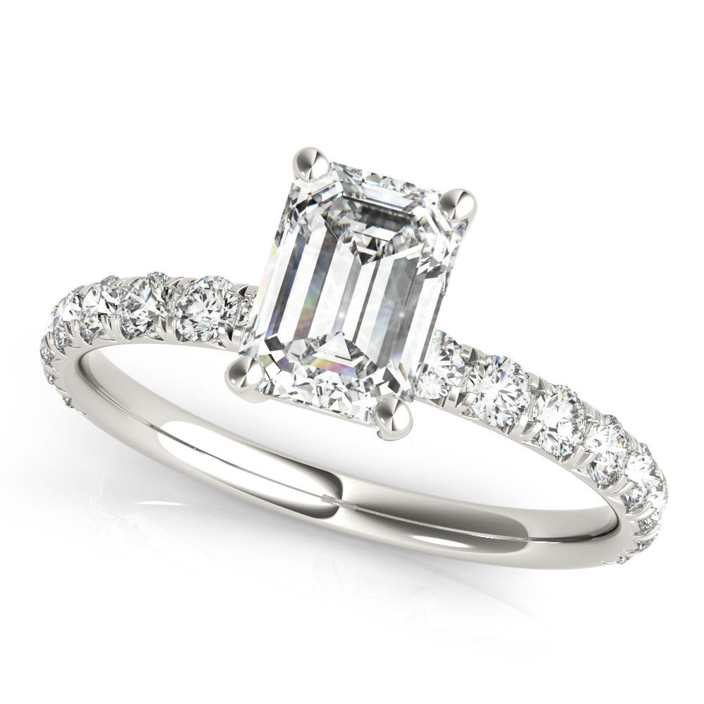 14kt Gold Single Row Diamond Engagement Ring.