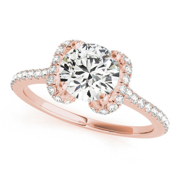 Thumbnail: 14kt Gold Single Row Diamond Engagement Ring.