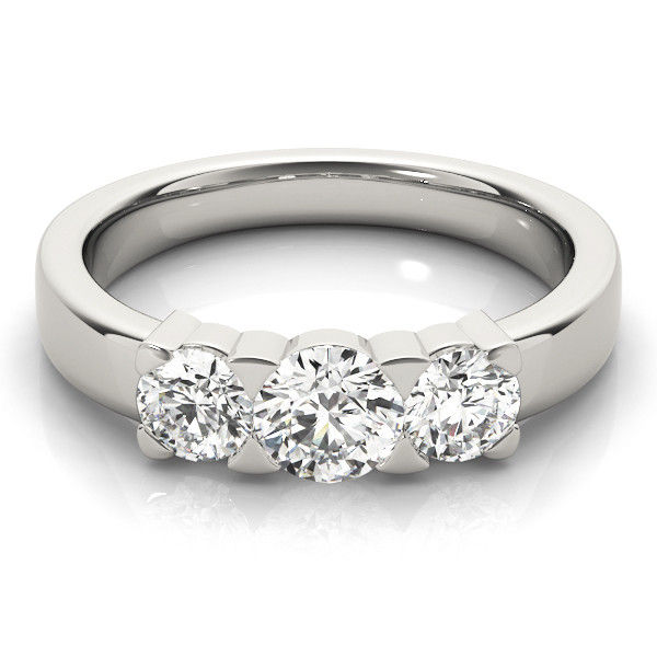 Thumbnail: 14KT Gold Three Stone Diamond Engagement Ring
